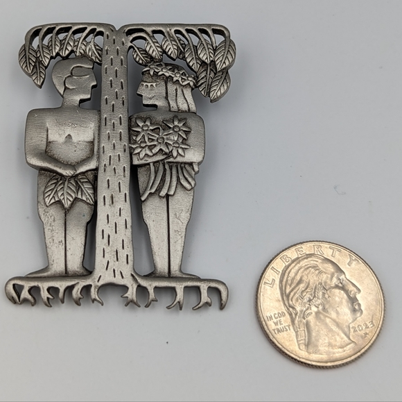 Collectible Vintage JJ Jonette Adam And Eve Brooch Pin - Picture 5 of 8